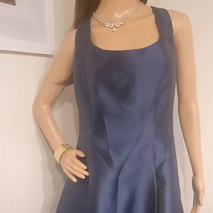 NWT Gorgeous Sleeveless Blue Satin Ballgown with Pockets!